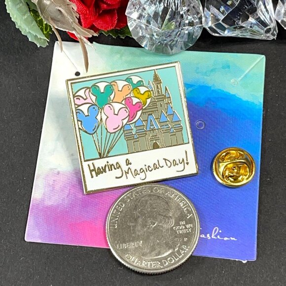 Mickey Mouse Balloons Lapel Pin Cinderella Castle Magical Day Brooch Badge Pin - Picture 2 of 5